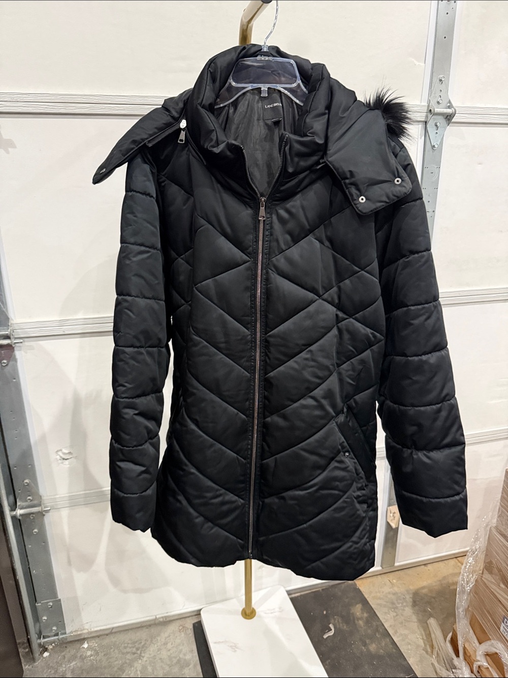 Lane Bryant Black Quilted Hooded Puffer Jacket